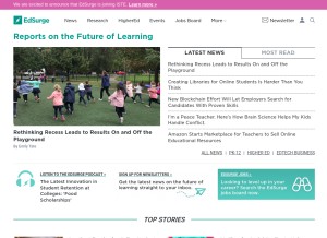 How edsurge.com looks like on a tablet such as an iPad.