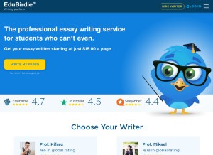 How edubirdie.com looks like on a tablet such as an iPad.