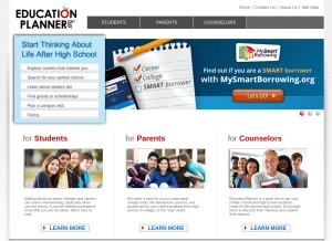 How educationplanner.org looks like on a tablet such as an iPad.