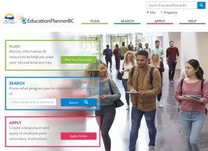 How educationplannerbc.ca looks like on a tablet such as an iPad.