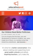 How educationpost.org looks like on a mobile device such as an iPhone.