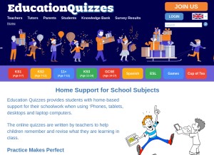 How educationquizzes.com looks like on a tablet such as an iPad.