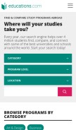 How educations.com looks like on a mobile device such as an iPhone.