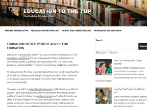 How educationtothetop.com looks like on a tablet such as an iPad.