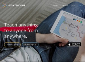 How educreations.com looks like on a tablet such as an iPad.