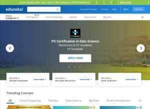 How edureka.co looks like on a tablet such as an iPad.