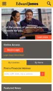How edwardjones.com looks like on a mobile device such as an iPhone.