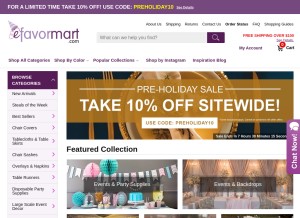 How efavormart.com looks like on a tablet such as an iPad.