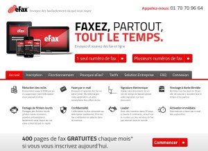 How efax.com looks like on a tablet such as an iPad.