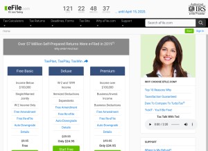 How efile.com looks like on a tablet such as an iPad.