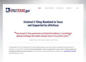 How efiletexas.gov looks like on a tablet such as an iPad.