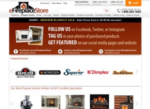 How efireplacestore.com looks like on a tablet such as an iPad.