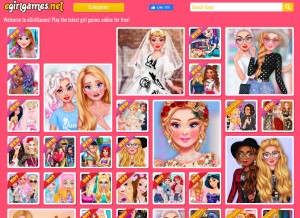 How egirlgames.net looks like on a tablet such as an iPad.