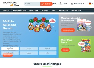 How egmont-shop.de looks like on a tablet such as an iPad.