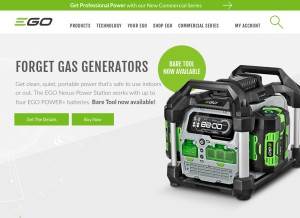 How egopowerplus.com looks like on a tablet such as an iPad.