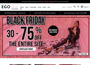 How egoshoes.com looks like on a tablet such as an iPad.