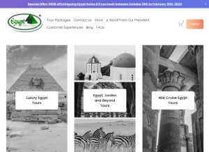 How egypttours.com looks like on a tablet such as an iPad.