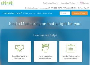 How ehealthmedicare.com looks like on a tablet such as an iPad.