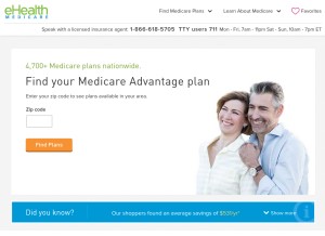 How ehealthmedicareplans.com looks like on a tablet such as an iPad.