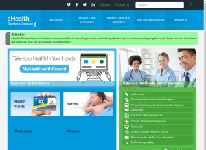 How ehealthsask.ca looks like on a tablet such as an iPad.