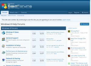How eightforums.com looks like on a tablet such as an iPad.
