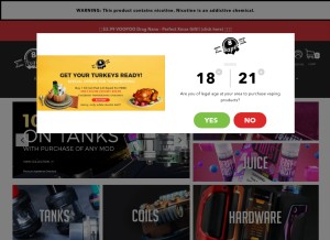 How eightvape.com looks like on a tablet such as an iPad.