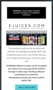 How ejuices.com looks like on a mobile device such as an iPhone.