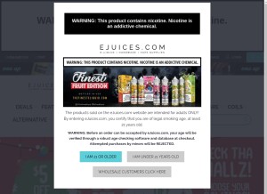 How ejuices.com looks like on a tablet such as an iPad.