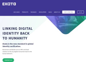 How ekata.com looks like on a tablet such as an iPad.