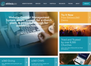 How ekklesia360.com looks like on a tablet such as an iPad.