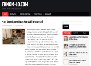 How eknom-jo.com looks like on a tablet such as an iPad.