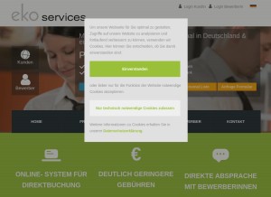 How ekoservices.de looks like on a tablet such as an iPad.