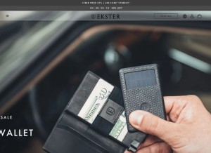 How ekster.com looks like on a tablet such as an iPad.