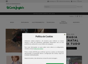 How elcorteingles.pt looks like on a tablet such as an iPad.