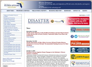 How elderaffairs.org looks like on a tablet such as an iPad.