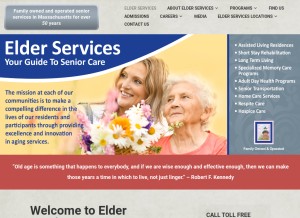 How elderservices.com looks like on a tablet such as an iPad.