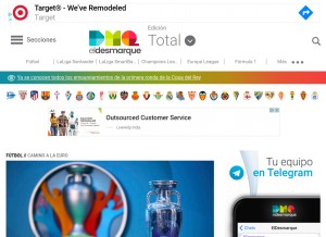How eldesmarque.com looks like on a tablet such as an iPad.