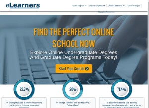 How elearners.com looks like on a tablet such as an iPad.