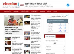 How electiontak.in looks like on a tablet such as an iPad.