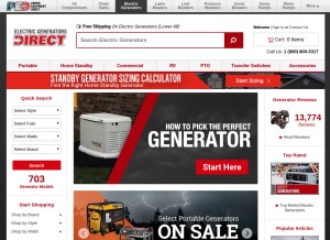 How electricgeneratorsdirect.com looks like on a tablet such as an iPad.