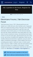 How electriciansforums.net looks like on a mobile device such as an iPhone.