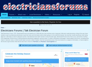 How electriciansforums.net looks like on a tablet such as an iPad.