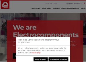 How electrocomponents.com looks like on a tablet such as an iPad.