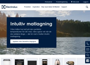 How electrolux.se looks like on a tablet such as an iPad.