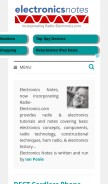 How electronics-notes.com looks like on a mobile device such as an iPhone.
