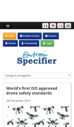 How electronicspecifier.com looks like on a mobile device such as an iPhone.