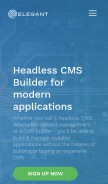 How elegantcms.io looks like on a mobile device such as an iPhone.