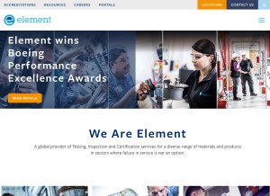 How element.com looks like on a tablet such as an iPad.