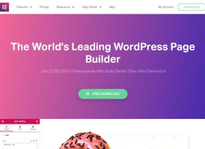 How elementor.com looks like on a tablet such as an iPad.