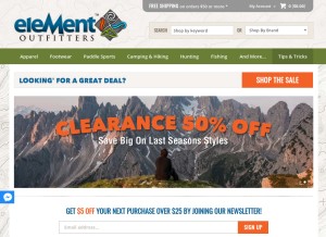 How elementoutfitters.com looks like on a tablet such as an iPad.